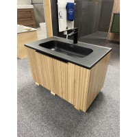 Ribbel Oak Zwart Wastafelblad