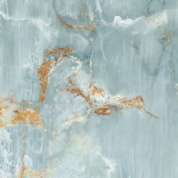 Imola The Room onyx aqua blue gold BLU AQ 120x120cm Glanzend Vlak Lappato